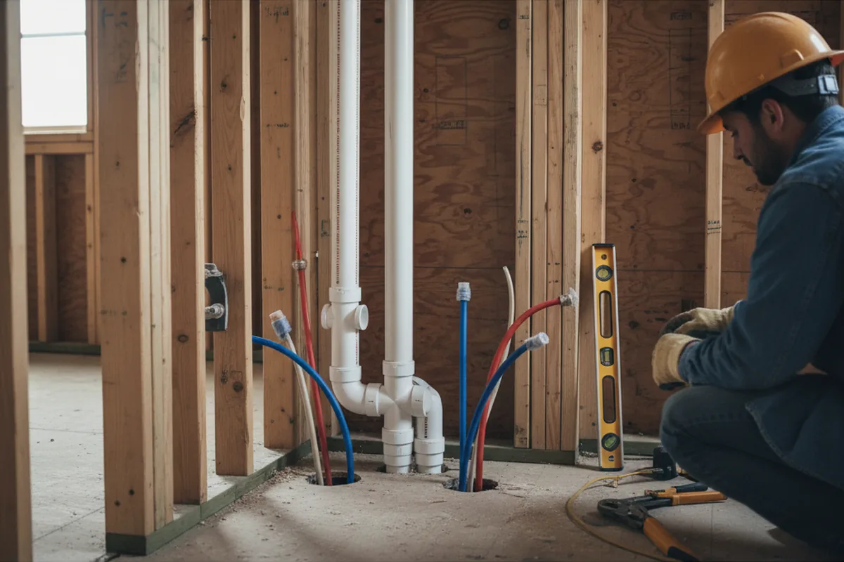 Drain and supply rough-in during Sump Pump Repair in Forreston